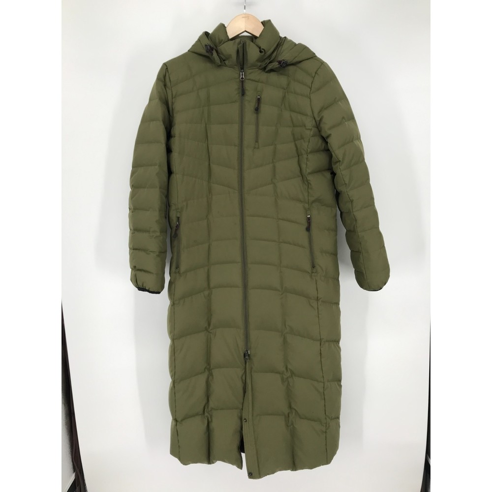 Lands End Women's Green Long Down Puffer Jacket Parka size L